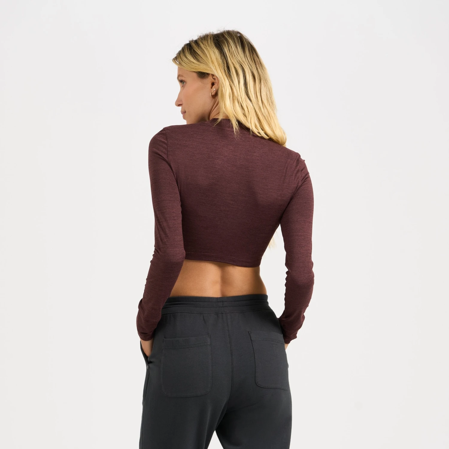 Long-Sleeve Lux Crop Tee | Fig Heather 3 Long-Sleeve Lux Crop Tee | Fig Heather - Image 3