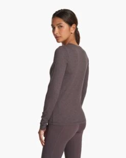 Long Sleeve Lux Crew | Plum Heather -Vuori Sales Store VW1038HPU FA23 W ECOMM TOPS BACK TOPS 7