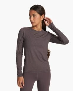 Long Sleeve Lux Crew | Plum Heather -Vuori Sales Store VW1038HPU FA23 W ECOMM TOPS FRONT ALT TOPS 4