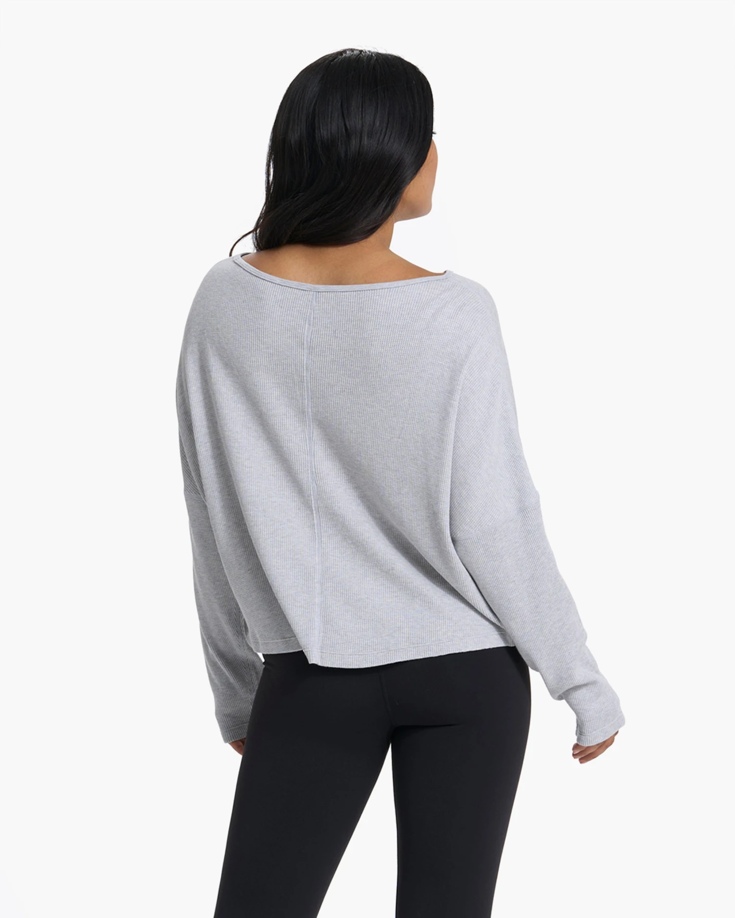 Slouchy Waffle Crew | Light Heather Grey 4 Slouchy Waffle Crew | Light Heather Grey - Image 4