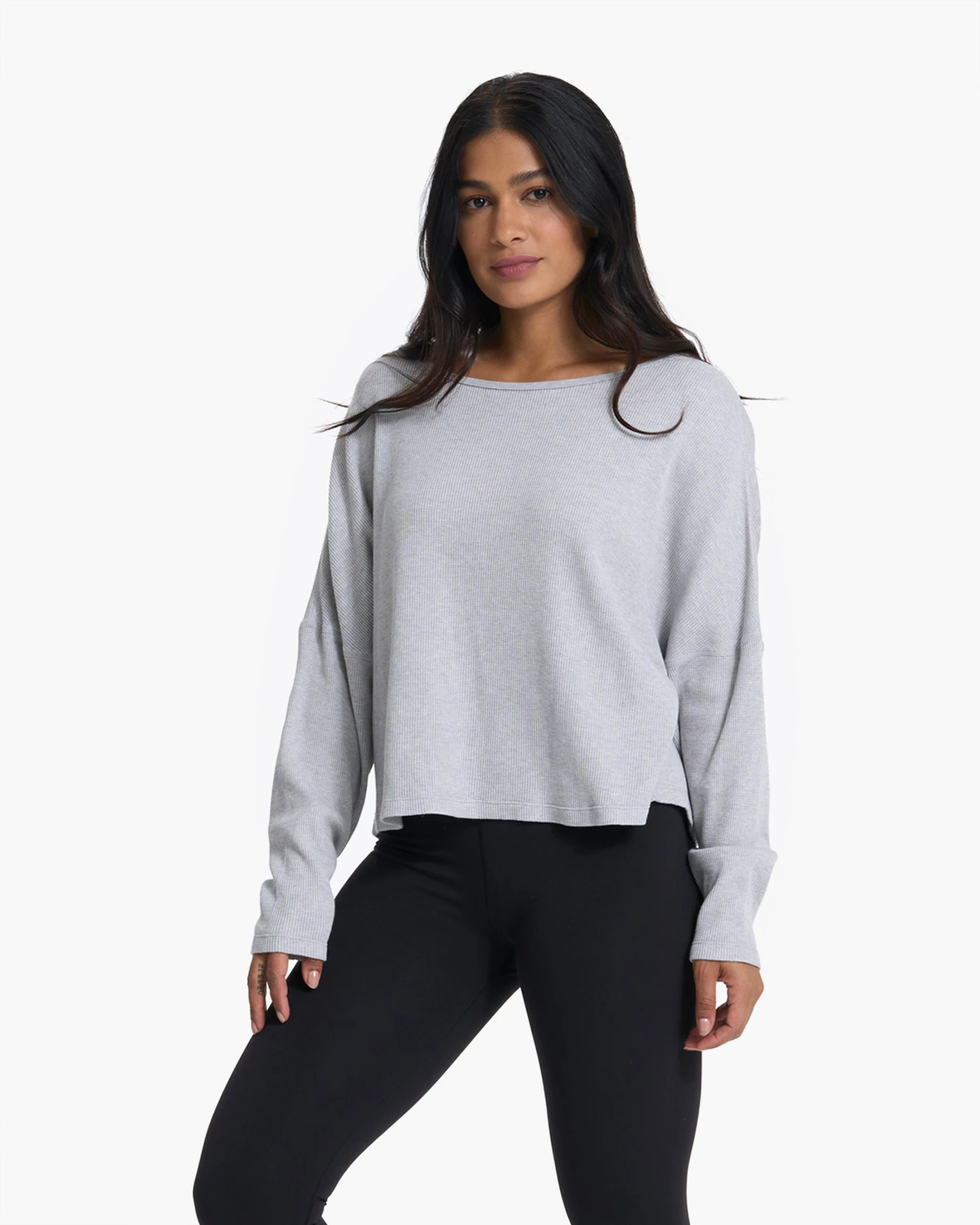 Slouchy Waffle Crew | Light Heather Grey 1 Slouchy Waffle Crew | Light Heather Grey