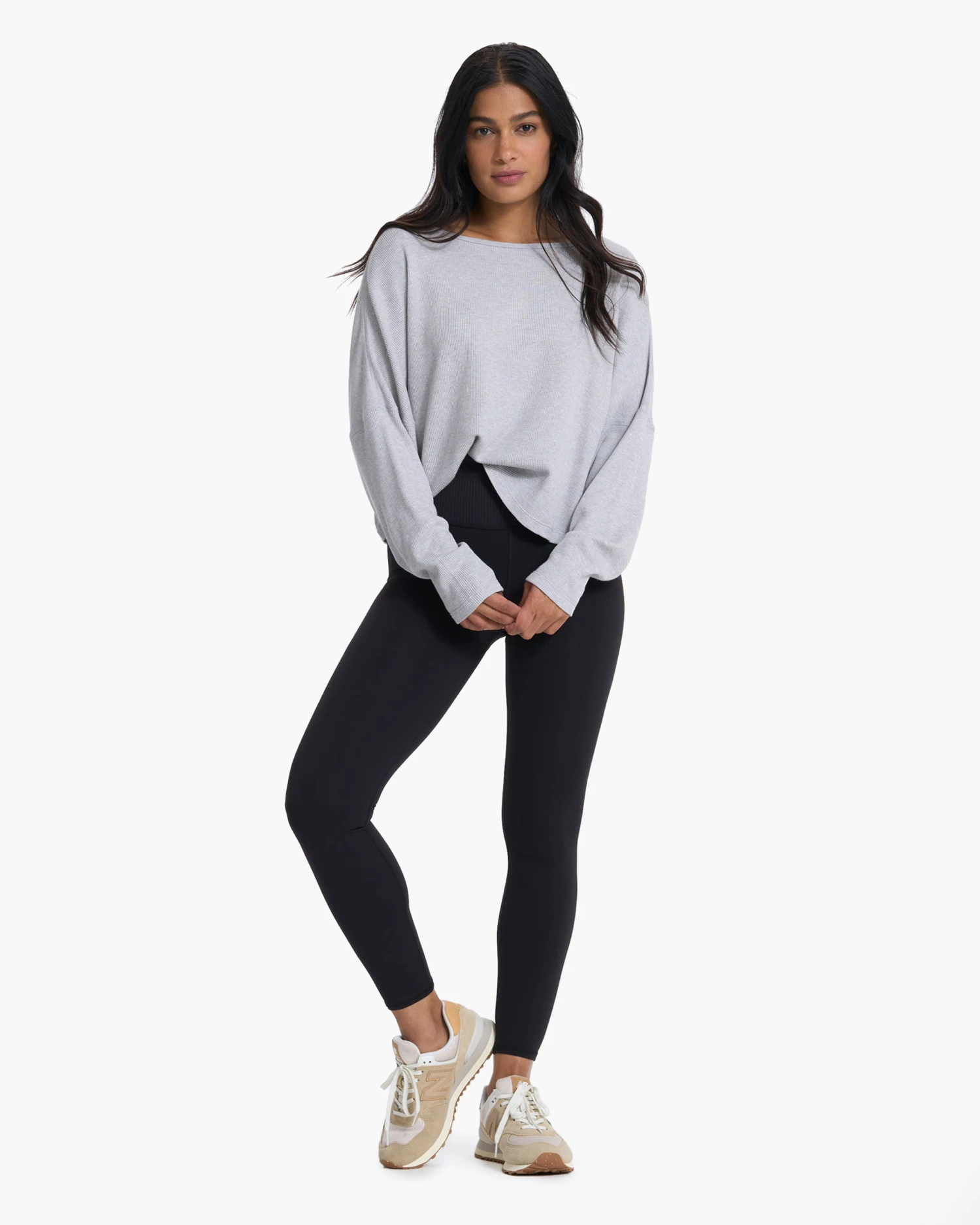 Slouchy Waffle Crew | Light Heather Grey 5 Slouchy Waffle Crew | Light Heather Grey - Image 5