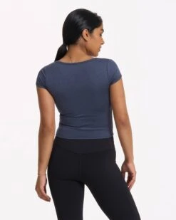 Short Sleeve Halo Crop | Azure Heather -Vuori Sales Store VW1062HAZ 2042