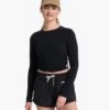 Long-Sleeve Coast Crop Crew | Black