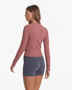 Long-Sleeve Pose Fitted Tee | Rosewood Heather -Vuori Sales Store VW199HRO 01546