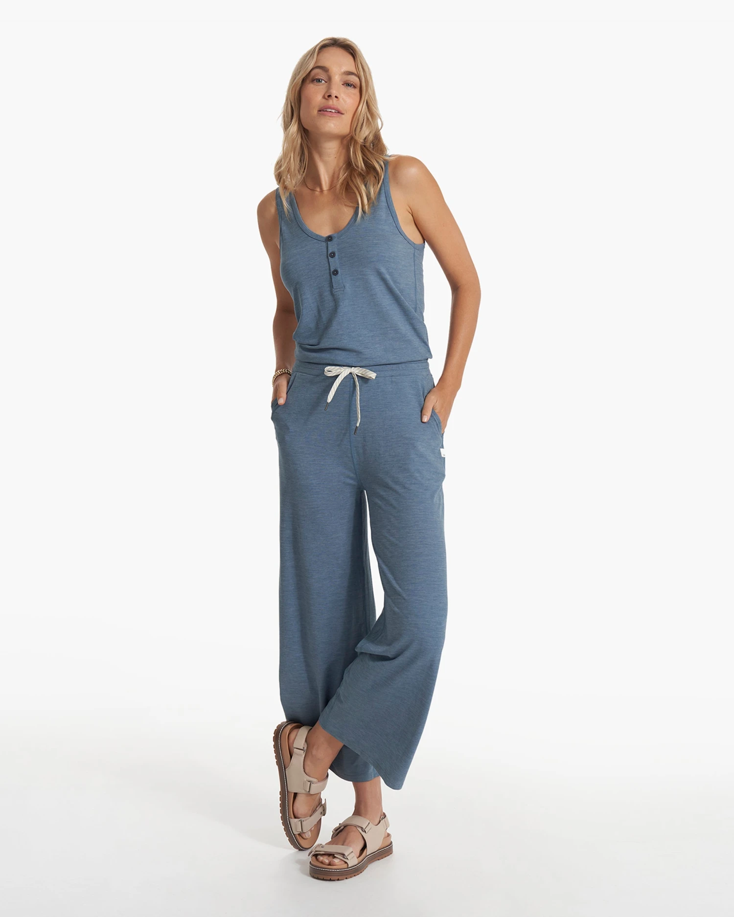 Falls Jumpsuit | Light Azure Heather 1 Falls Jumpsuit | Light Azure Heather